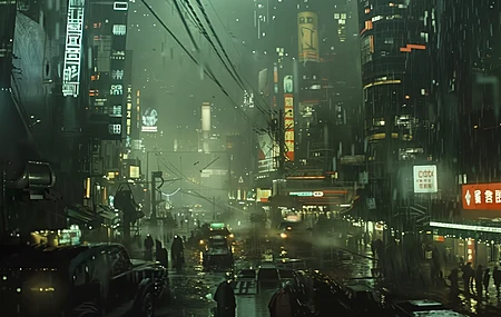 AI艺术 赛伯朋克 城市景观 霓虹灯 电脑壁纸 4K壁纸
