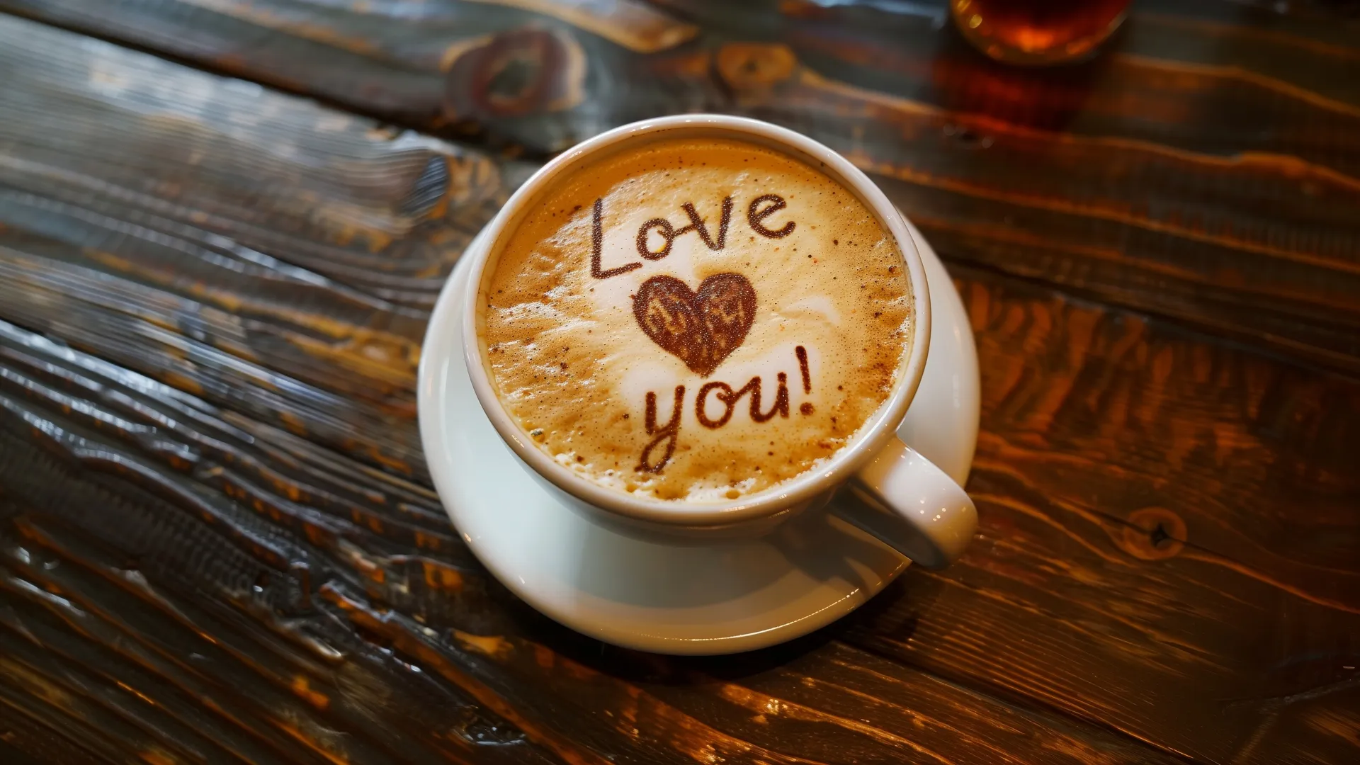 AI艺术 拿铁 咖啡 心 爱 乐观 电脑壁纸 4K壁纸