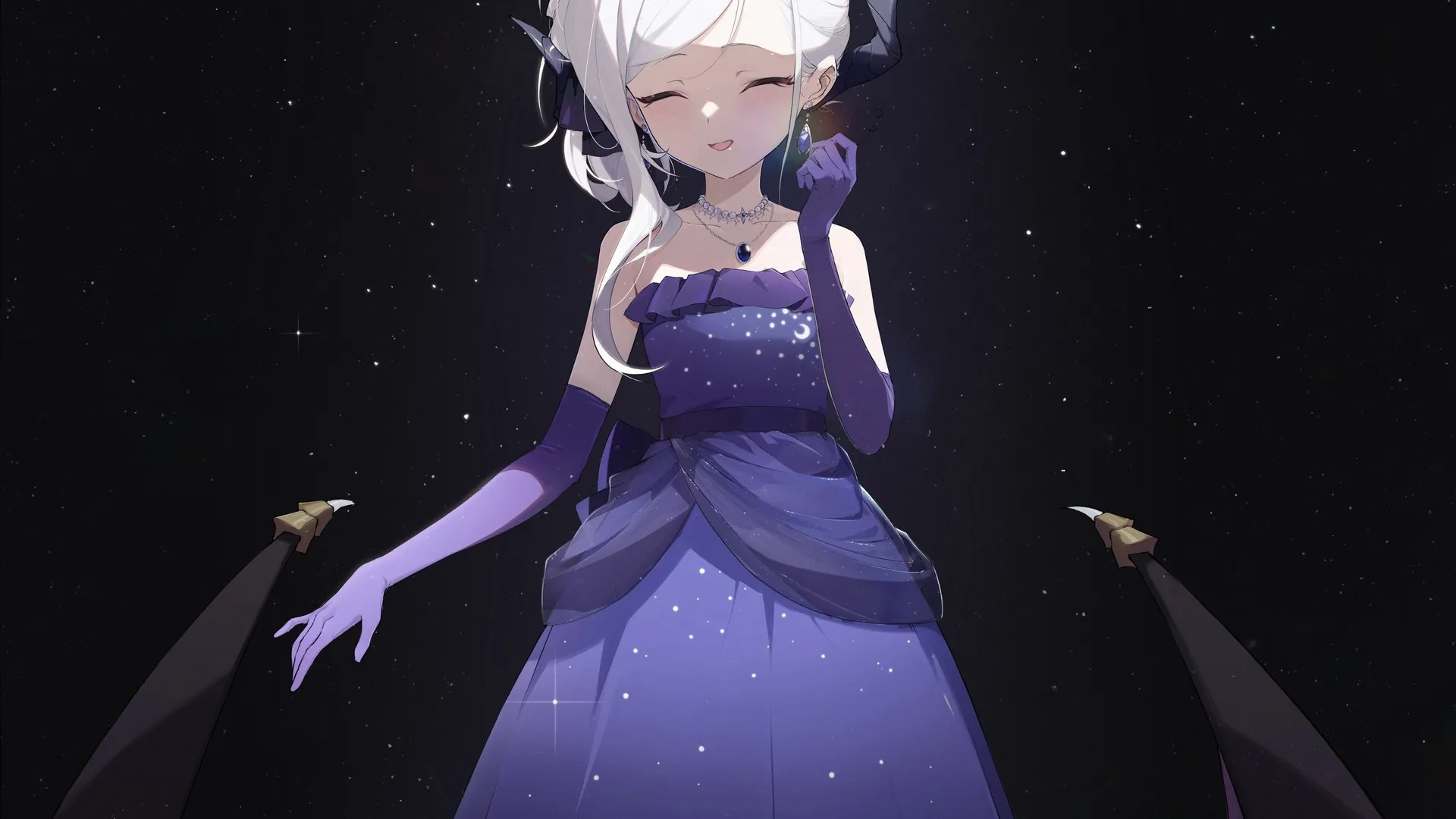 带翅膀的动漫女孩 蓝色档案 连衣裙 动漫女孩 肖像展示 深色背景 手机壁纸 4K壁纸