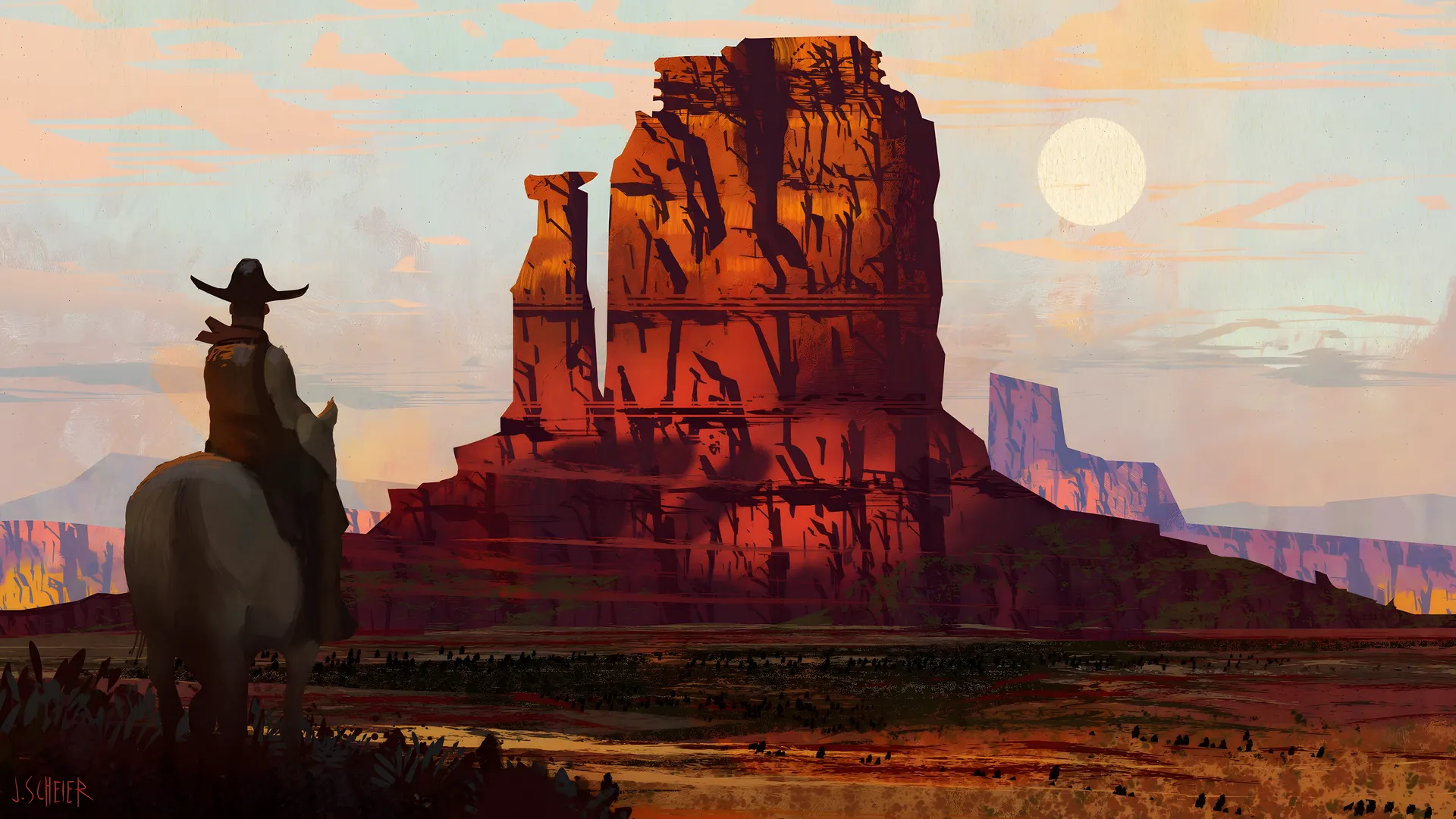 牛仔 艺术品 签名 马 电脑壁纸 4K壁纸