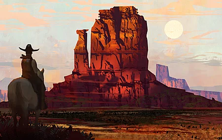 牛仔 艺术品 签名 马 电脑壁纸 4K壁纸