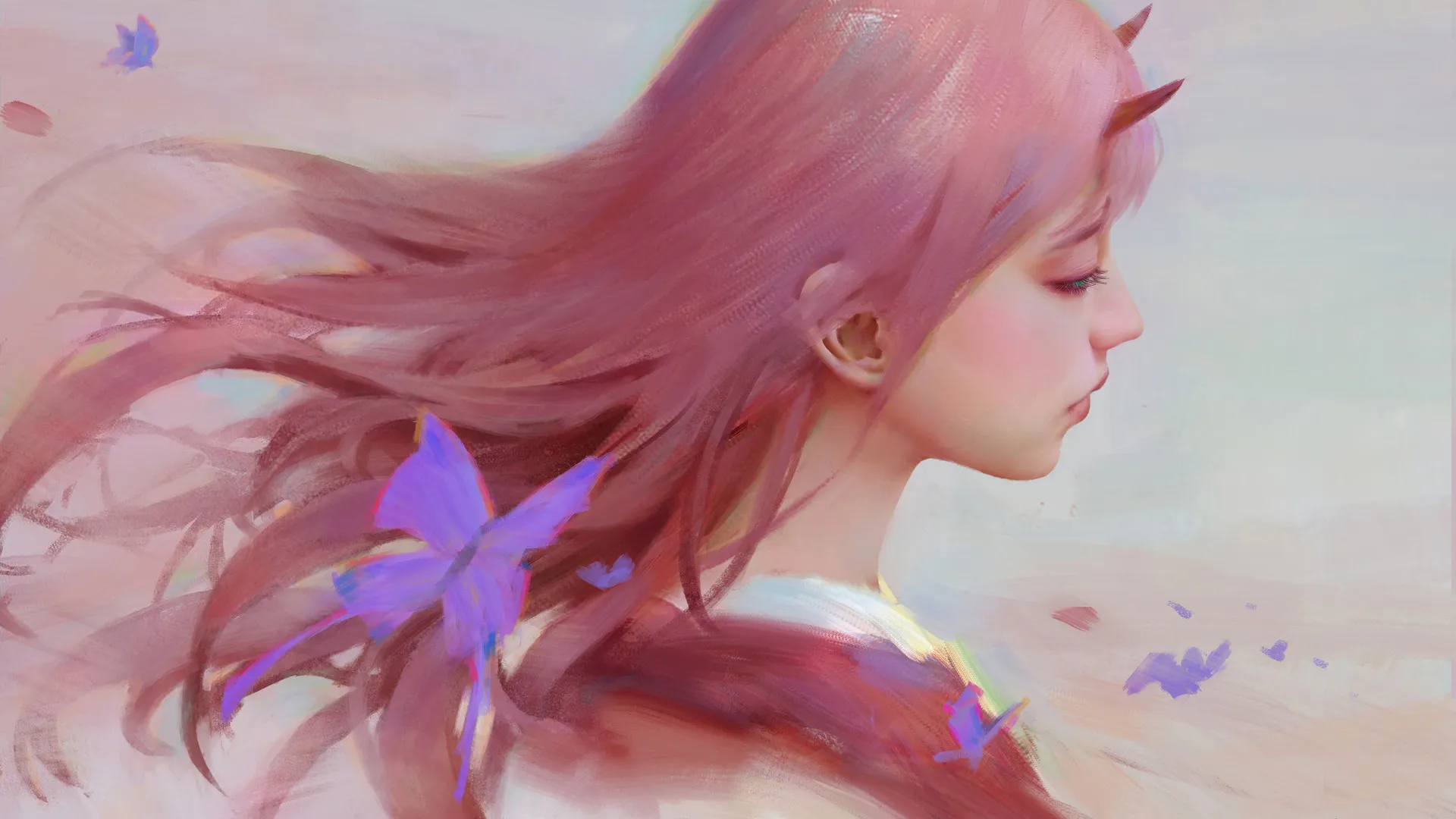 粉色头发 墨镜 电脑壁纸 4K壁纸