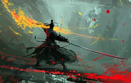 武士 人工智能艺术 插图 武士 剑 绘画 电脑壁纸 4K壁纸
