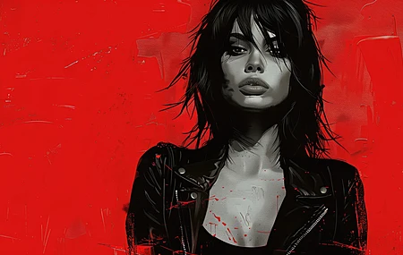 女人 深色 AI艺术 插图 红色 电脑壁纸 4K壁纸