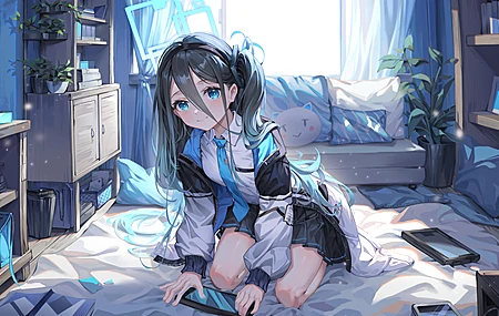 长发 看着观众 蓝眼睛 蓝色档案 天斗爱丽丝 萝莉 电脑壁纸 4K壁纸