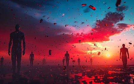 人形 抽象 日落 人工智能艺术 电脑壁纸 4K壁纸