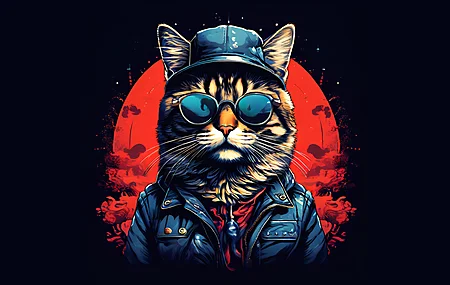 人工智能艺术 猫 太阳镜 电脑壁纸 4K壁纸