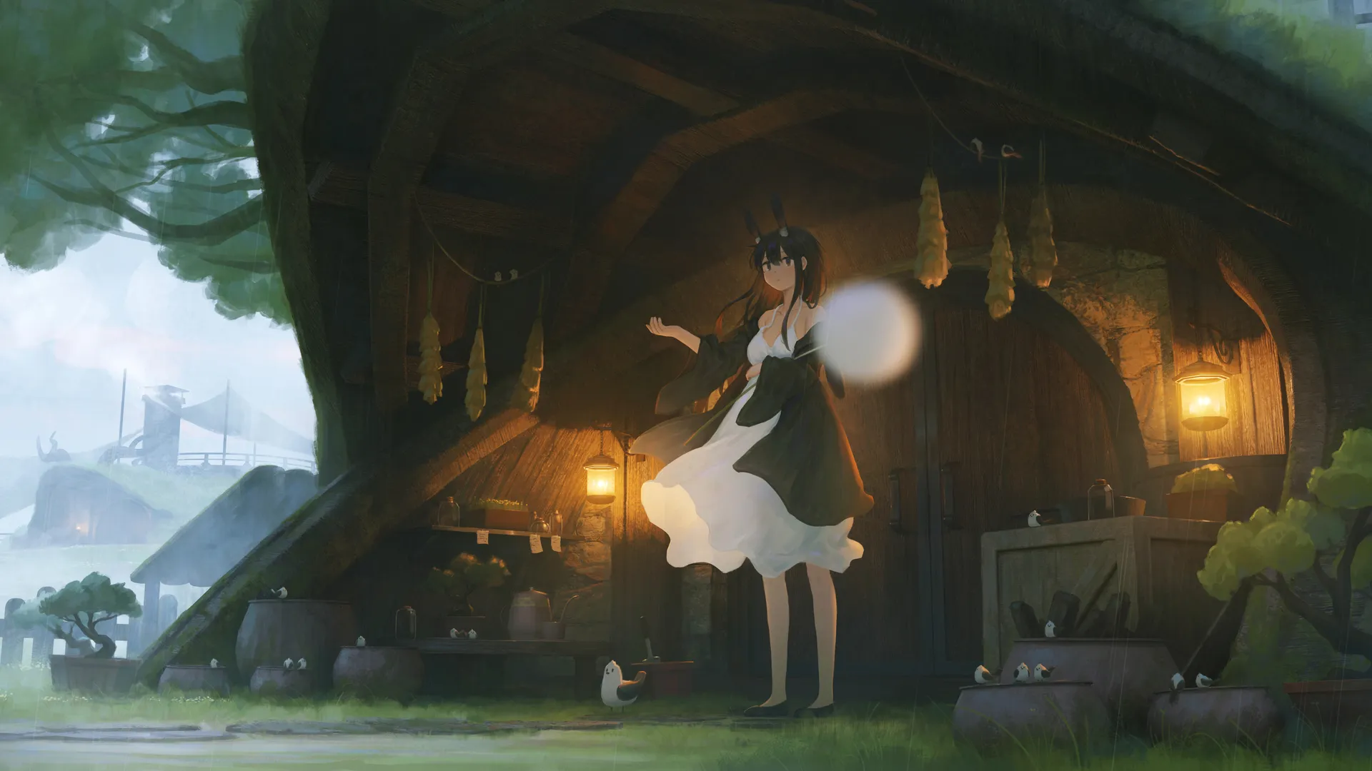 动漫女孩 白色连衣裙 衬衫  电脑壁纸 4K壁纸