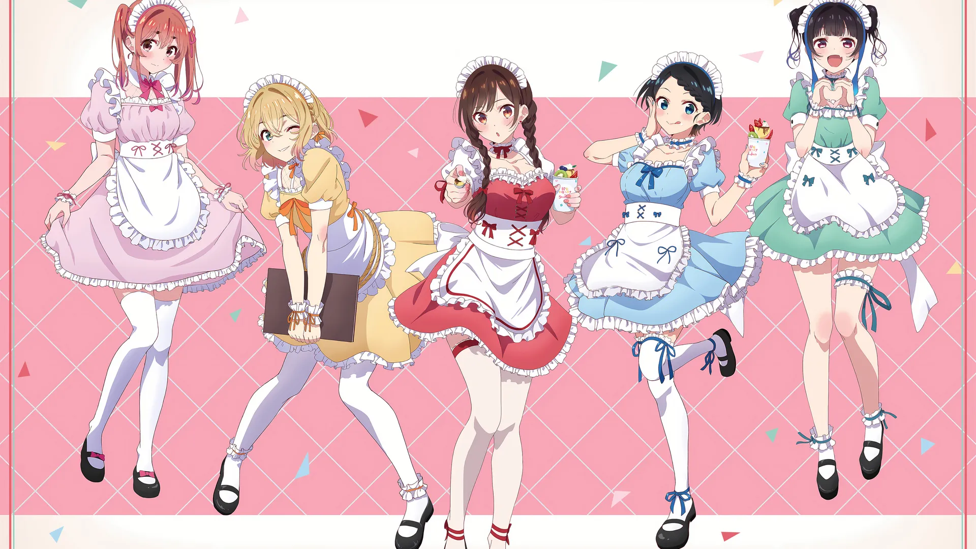 微笑着 看着观众 动漫 动漫女孩 千鹤水原 女仆装 脸红 电脑壁纸 4K壁纸