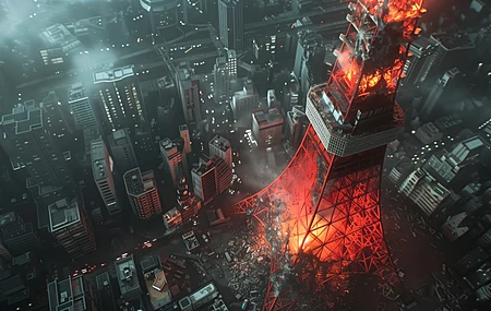 塔楼 橙色 插图 电脑壁纸 4K壁纸