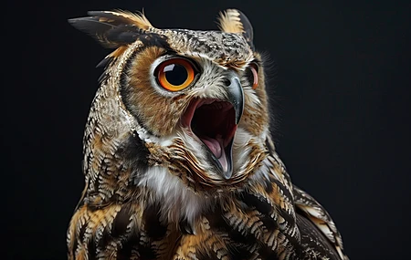 张嘴 AI艺术 猫头鹰 电脑壁纸 4K壁纸