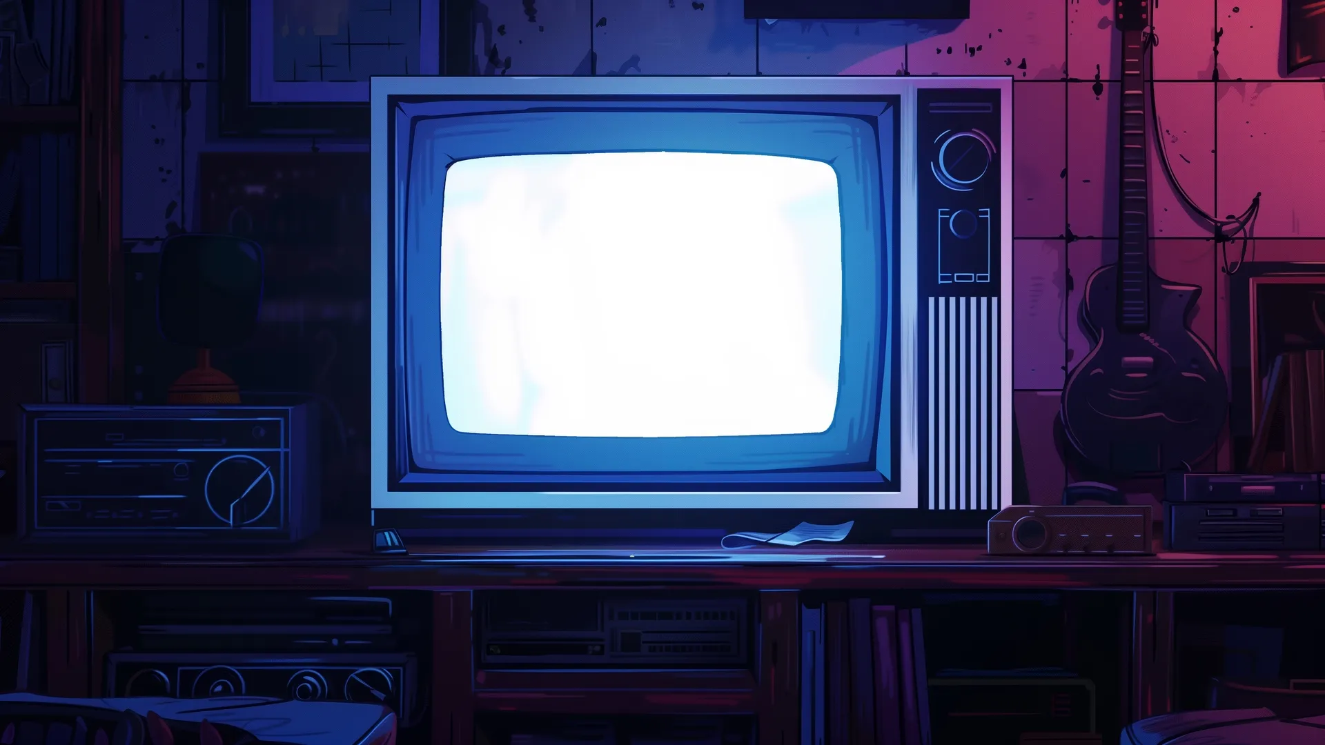 人工智能艺术 电视 发光 显示器 屏幕 插图  电脑壁纸 4K壁纸