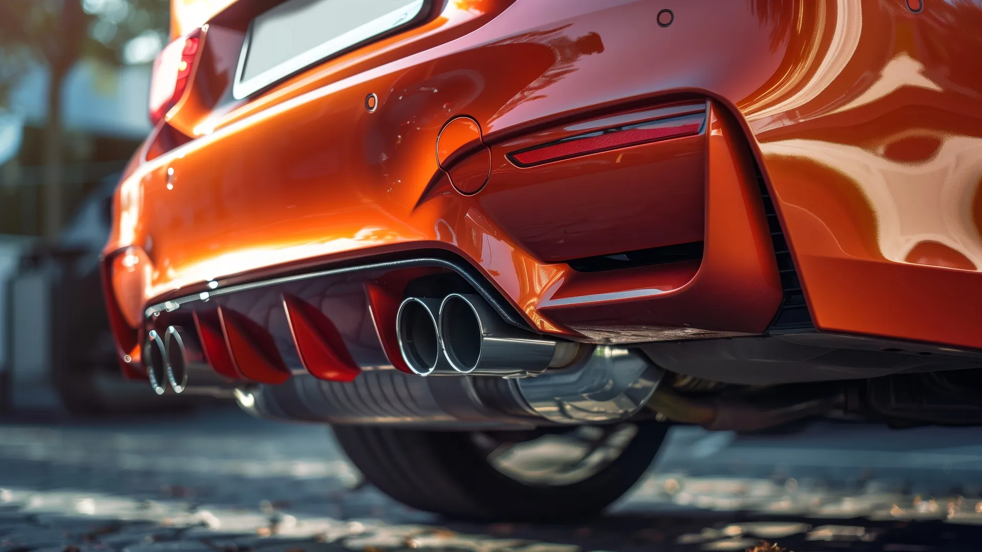 AI艺术 橙色 跑车 排气管 景深 电脑壁纸 4K壁纸