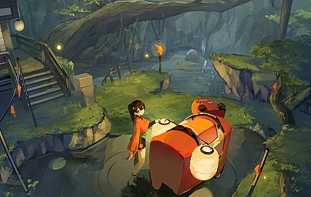 灯笼 黄牛 动漫 动漫女孩  电脑壁纸 4K壁纸