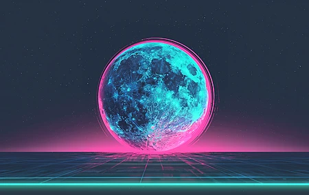 人工智能艺术 插图 海浪 月亮  电脑壁纸 4K壁纸