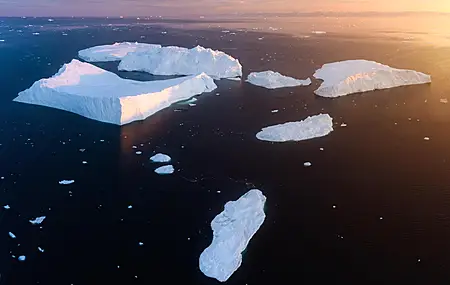 冰山 冰 海 自然 景观 鸟瞰图 日落 电脑壁纸 4K壁纸