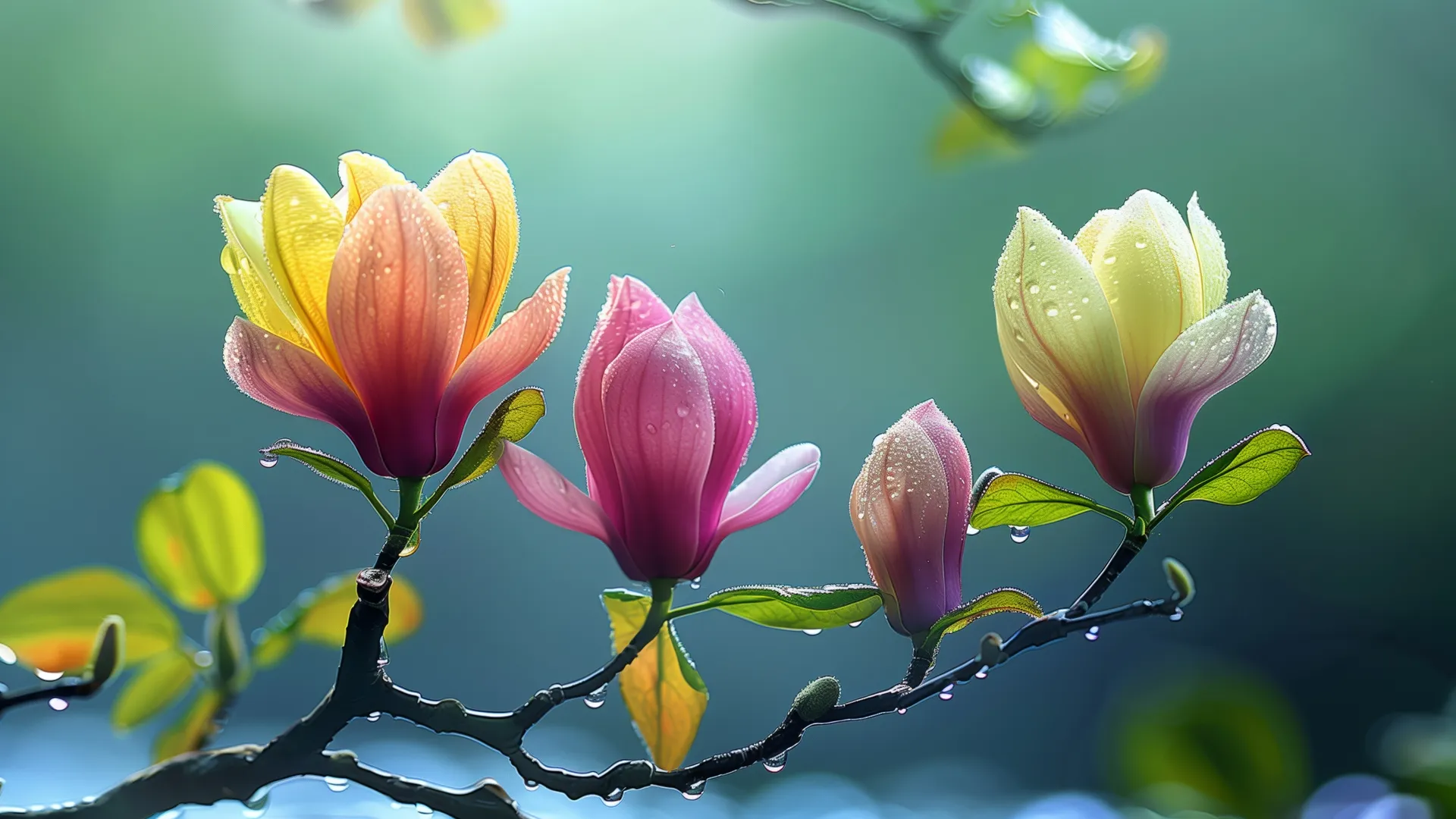 AI艺术 鲜花 水滴  电脑壁纸 4K壁纸