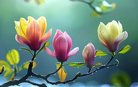 AI艺术 鲜花 水滴  电脑壁纸 4K壁纸