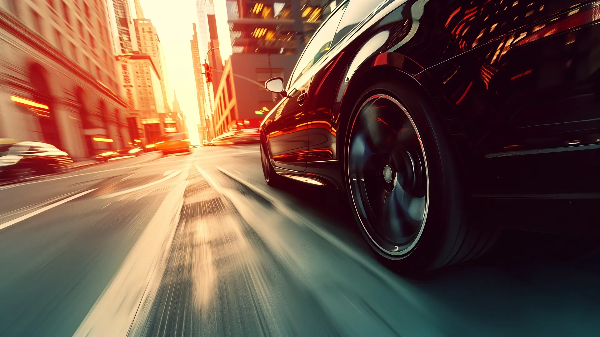 AI艺术 跑车 城市 驾驶 黎明  电脑壁纸 4K壁纸