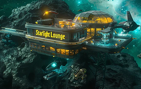 人工智能艺术 科幻小说 夜总会 太空 小行星 电脑壁纸 4K壁纸