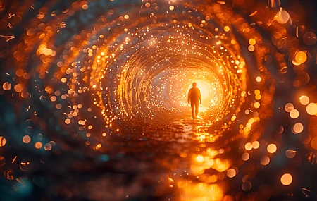人工智能艺术 隧道 灯光 散景 粒子 剪影  电脑壁纸 4K壁纸