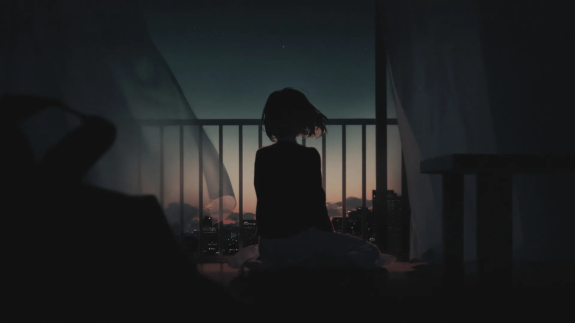 动漫女孩 影子 剪影 电脑壁纸 4K壁纸