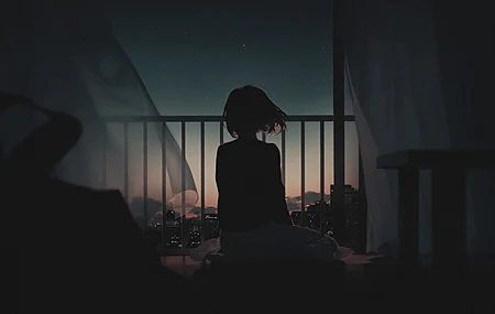 动漫女孩 影子 剪影 电脑壁纸 4K壁纸