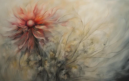 花园 红色 抽象 油画 电脑壁纸 4K壁纸