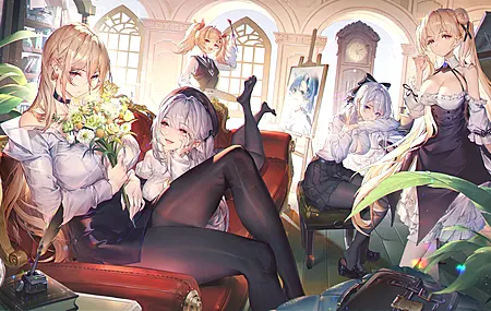 金发 红眼睛 长发 白发 短发 动漫女孩 电脑贴纸 8 K贴纸