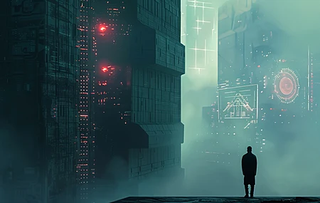 人工智能艺术 插图 城市 赛博朋克 剪影  电脑壁纸 4K壁纸