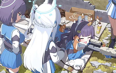 蓝色档案 霞泽美尤 动物 筑之宫子 空井崎 长袜  电脑壁纸 4K壁纸