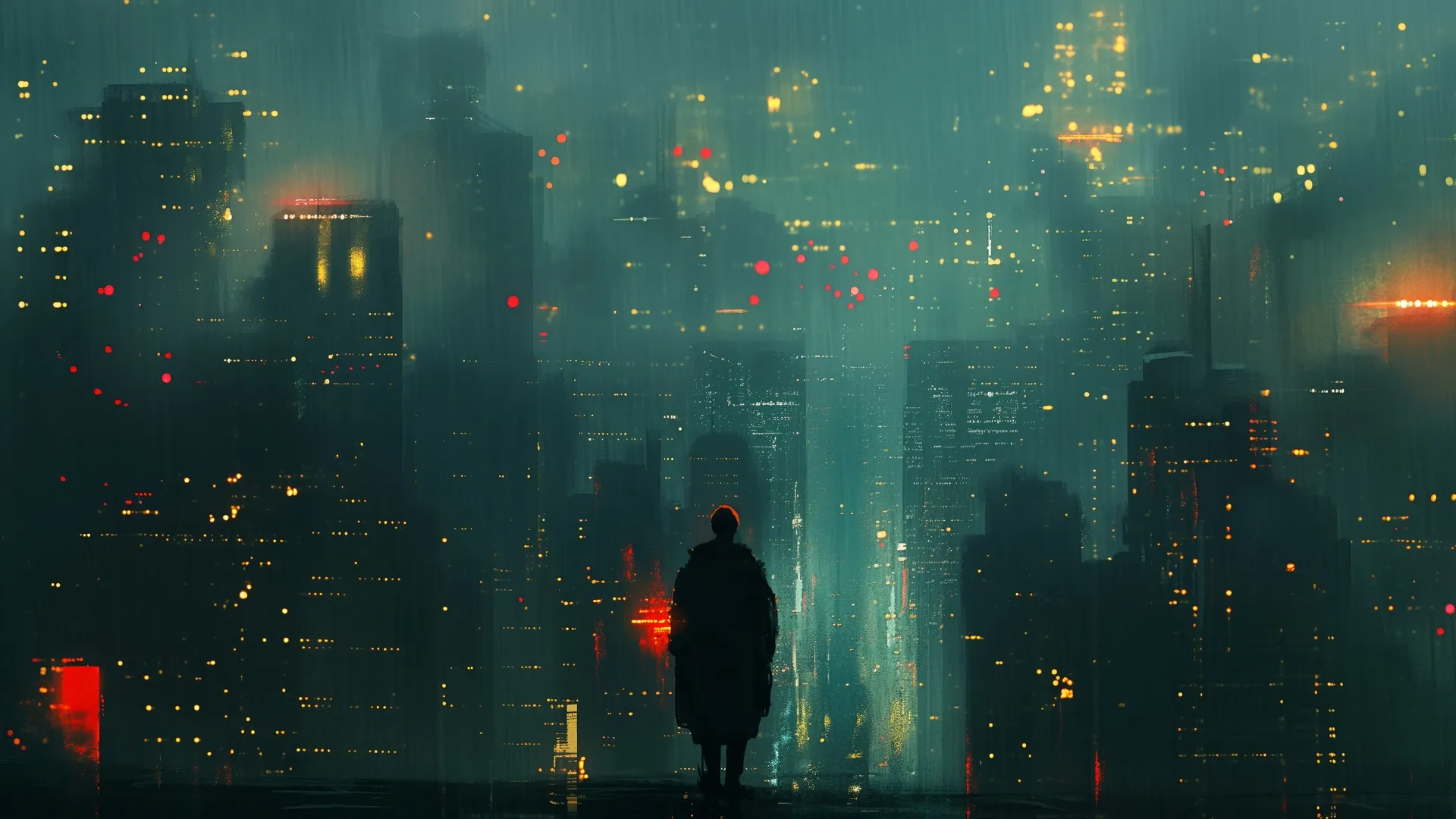 人工智能艺术 插图 城市 赛博朋克 剪影  电脑壁纸 4K壁纸