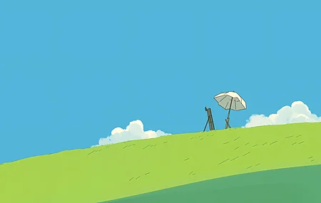 数码艺术 艺术品 风升起 伞 画架  电脑壁纸 4K壁纸