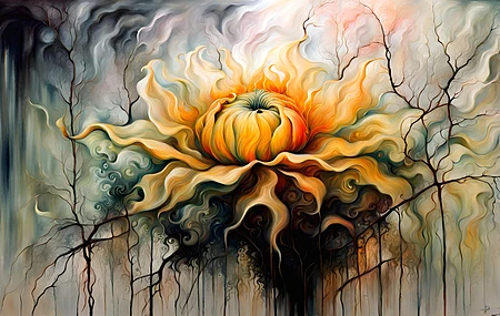 抽象 油画 黄色 叶子 人工智能艺术 花 电脑壁纸 4K壁纸