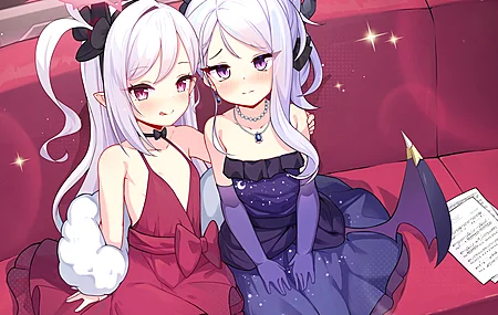 长发 白发 动漫女孩裙子 扇子艺术  电脑壁纸 4K壁纸