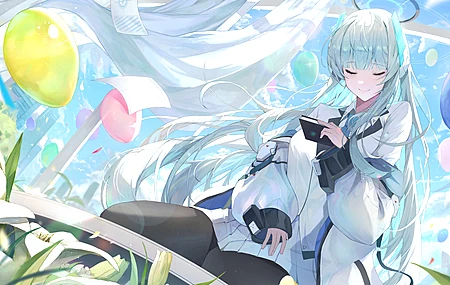 白发 闭着眼睛 长发 风中飘扬的头发 坐着 电脑壁纸 4K壁纸