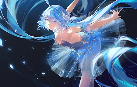 弯腰 多色头发 芭蕾舞演员 短发 手臂举起 芭蕾舞短裙 双色调头发 透明连衣裙 电脑壁纸 4K壁纸