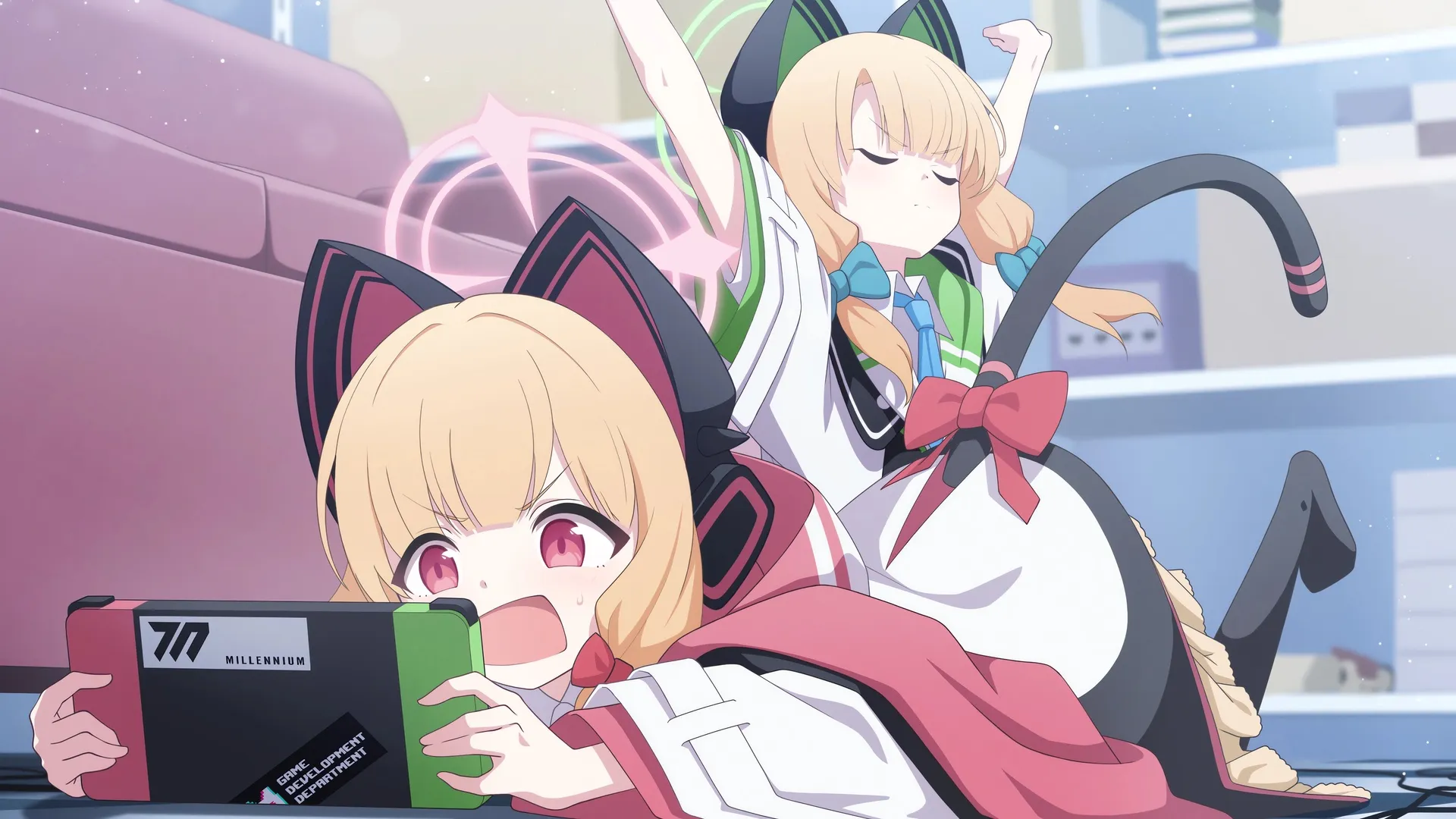 尾巴 游戏 动漫少女 舒展身体 电脑壁纸 4K壁纸