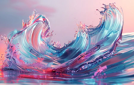 色彩缤纷 柔和 波浪 水花 液体 电脑壁纸 4K壁纸