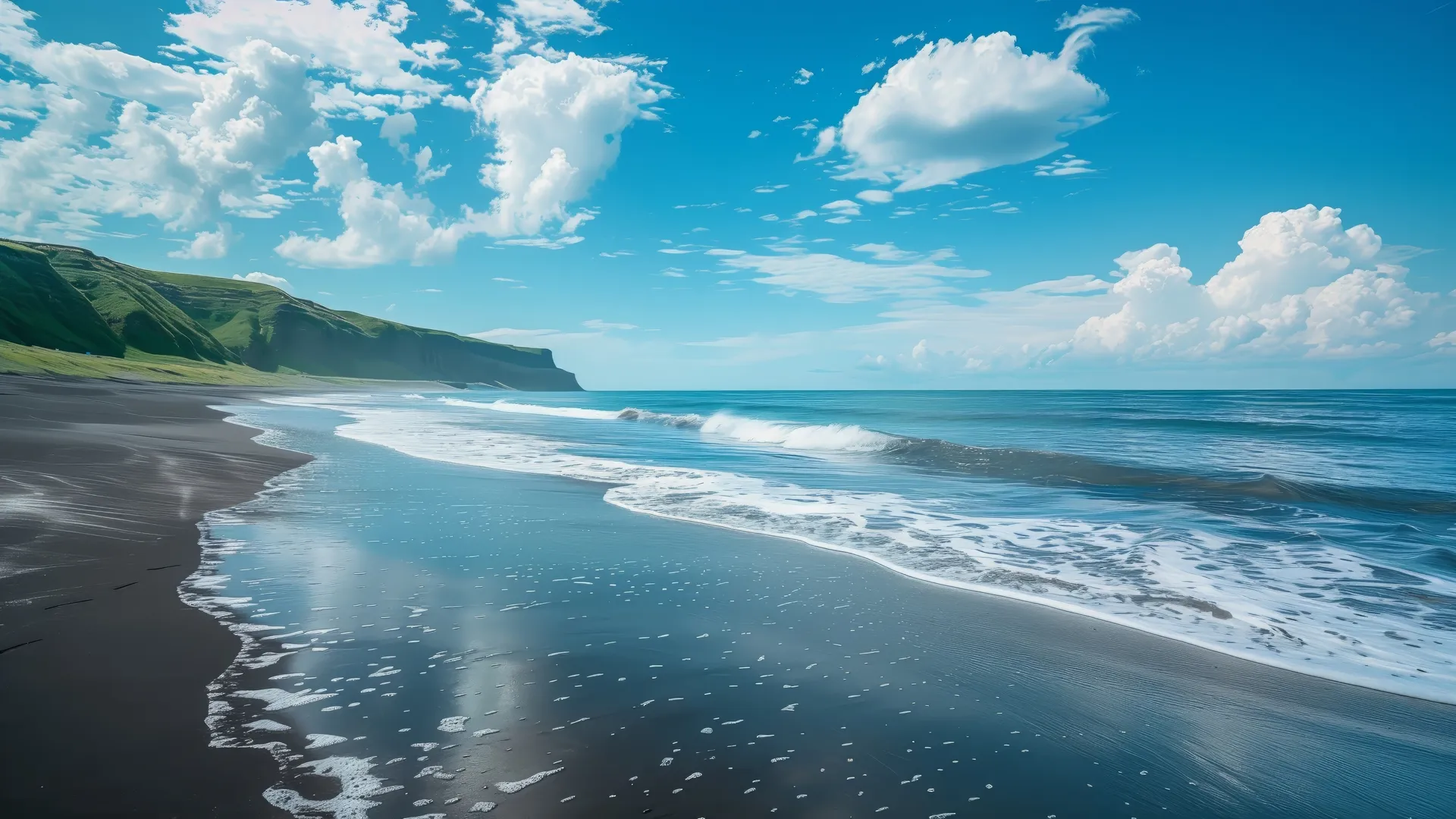 云 海滩 波浪 海 电脑壁纸 4K壁纸