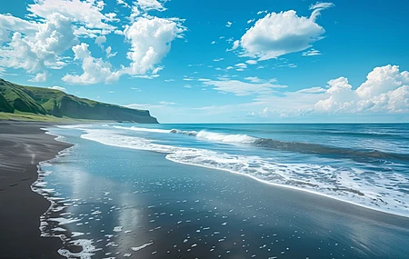 云 海滩 波浪 海 电脑壁纸 4K壁纸