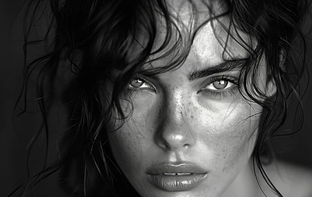 女人 脸 眼睛 单色 人物肖像 电脑壁纸 4K壁纸