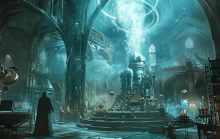 奇幻艺术 机器 魔法 青色 概念艺术 电脑壁纸 4K壁纸