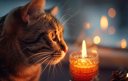 猫 蜡烛 散景 电脑壁纸 4K壁纸