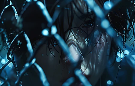 脸 女人 人工智能艺术 铁丝网栅栏 黑暗 电脑壁纸 4K壁纸