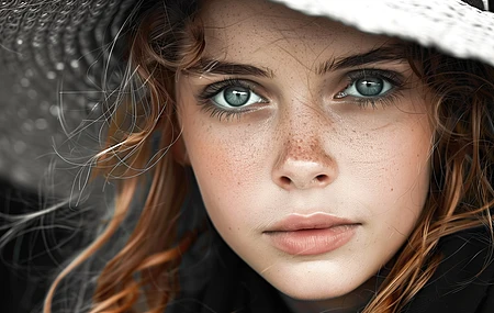 女人 脸 眼睛 黑发 看着观众 帽子 电脑壁纸 4K壁纸