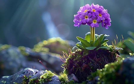 花朵 苔藓 岩石 景深 电脑壁纸 4K壁纸