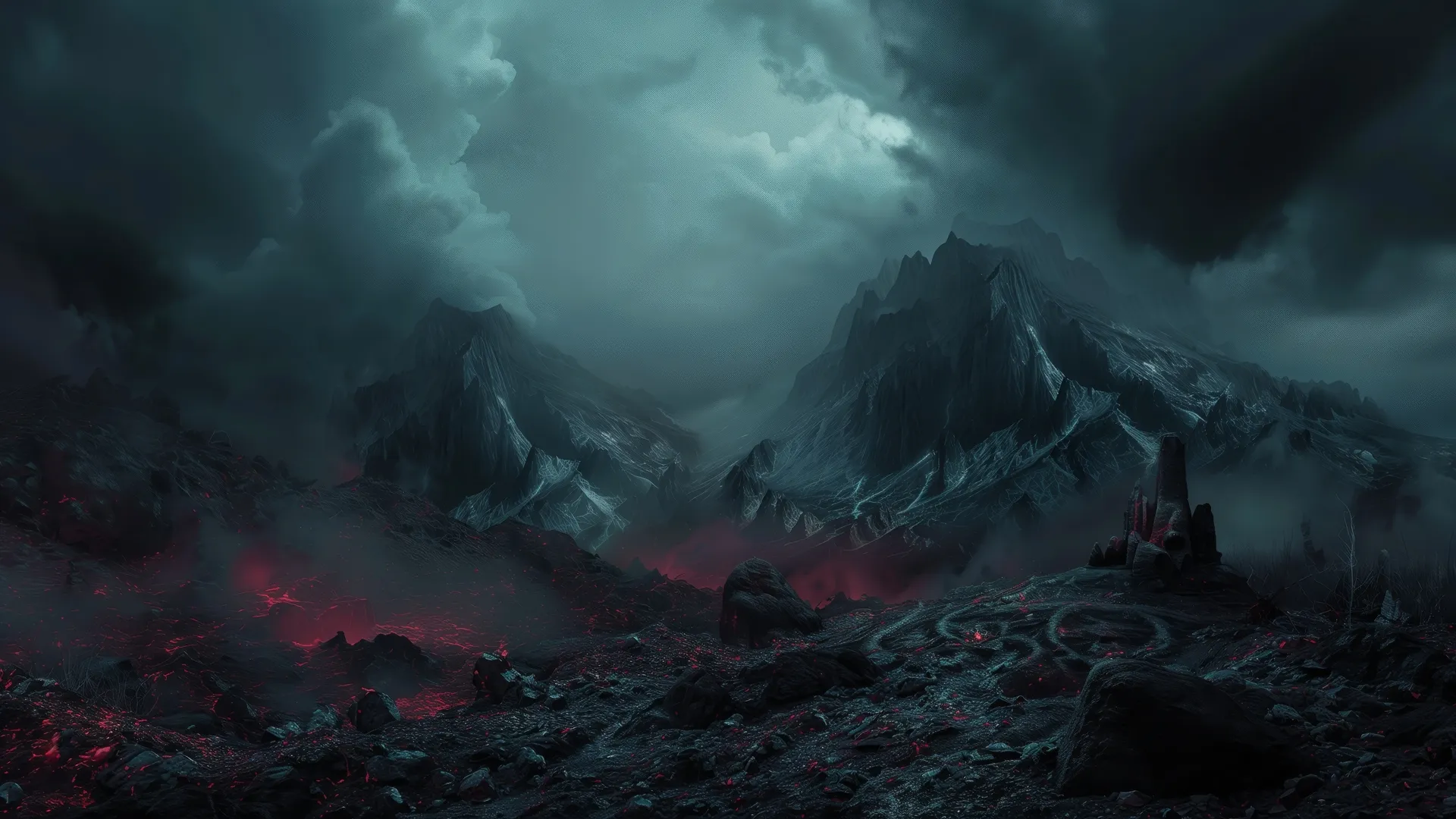 魔幻 火山 云 荒地 灰烬  电脑贴纸 4K贴纸