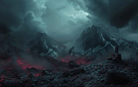 魔幻 火山 云 荒地 灰烬  电脑贴纸 4K贴纸