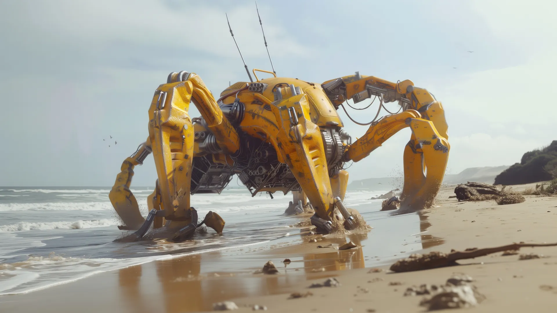 螃蟹 机器 海滩  电脑贴纸 4K贴纸